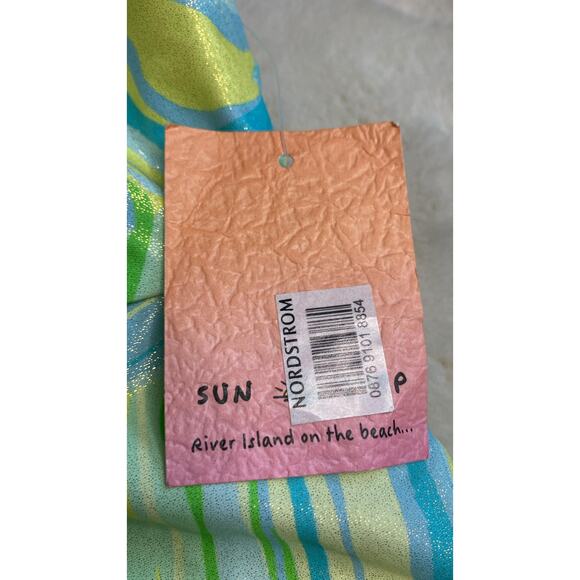 RIVER ISLAND Sun Shop Green Yellow Print Chain - Picture 6 of 8